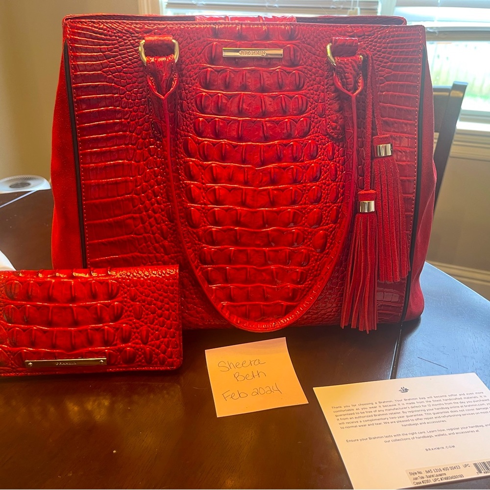 ***LAST CHANCE*** Brahmin HTF EUC Joan Tote in Scarlet Lusanne BAG ONLY!!